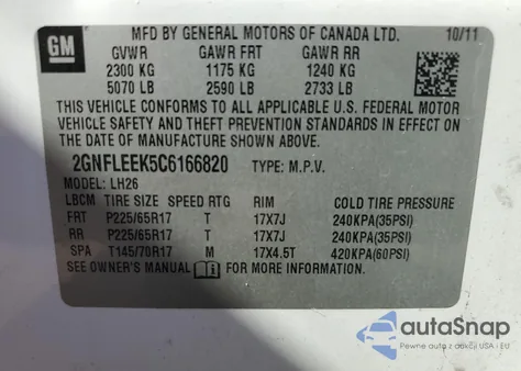 2012 Chevrolet Equinox Lt from USA, damaged, VIN 2GNFLEEK5C6166820
